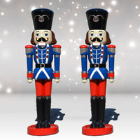 Life Size Pair of Nutcracker Soldiers Blue Jackets 6 ft H