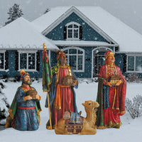 2D Real Life Three Kings and Resting Camel 48 inch scale