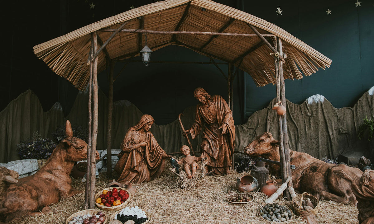 Life-size wooden Nativity scene