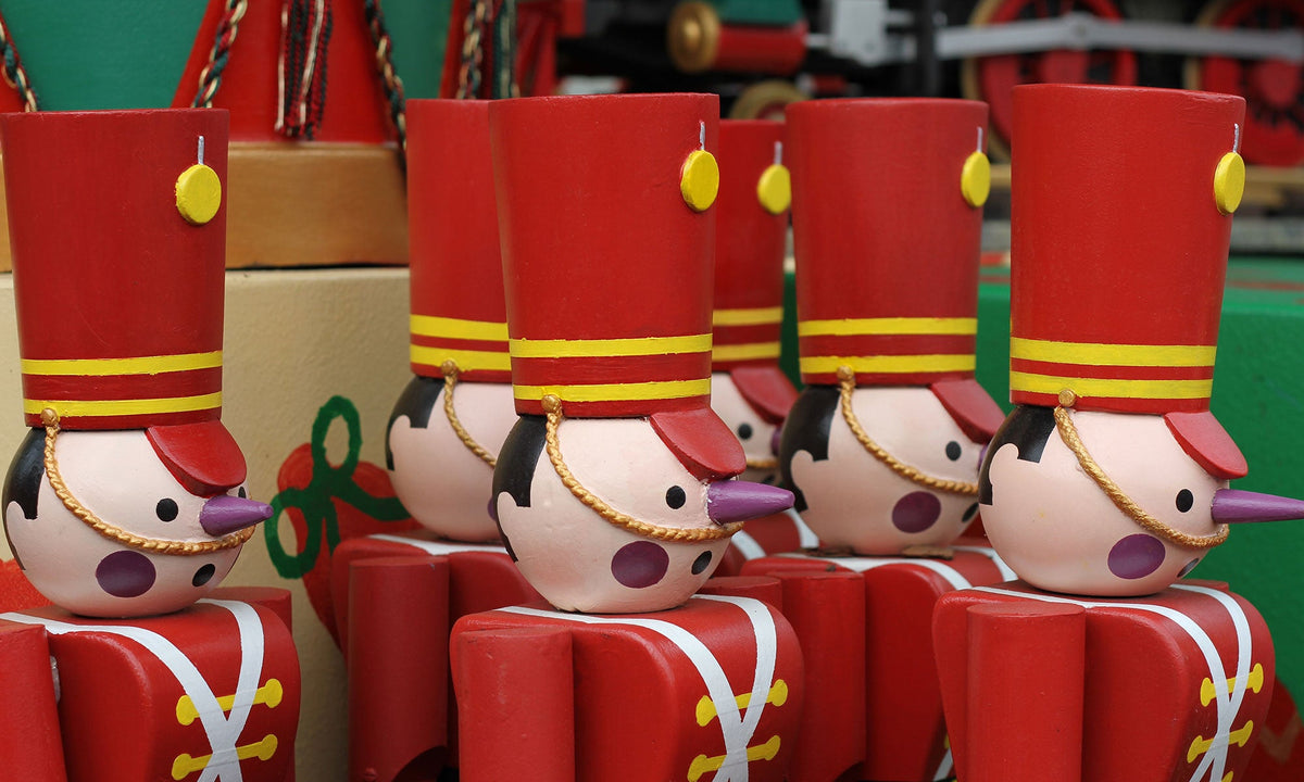 Heads of Christmas toy soldiers