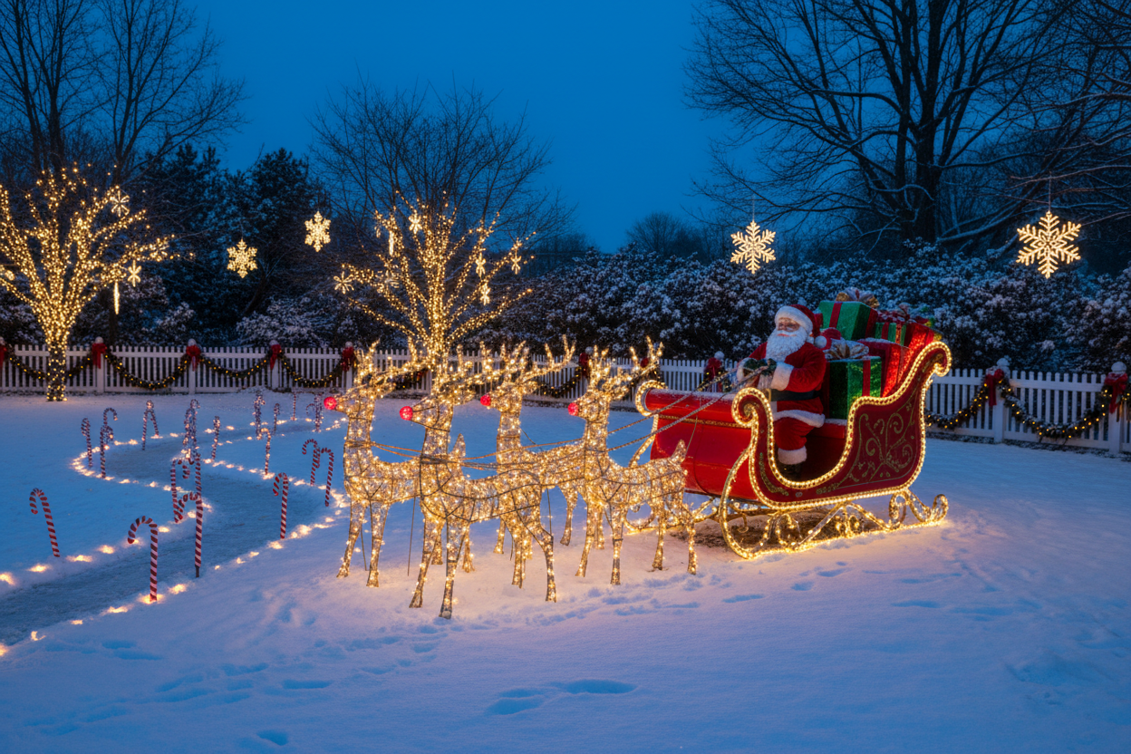 Lighted Santa Sleigh Yard Decoration