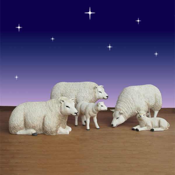 Life Size Sheep &amp; Lamb Set 5 piece