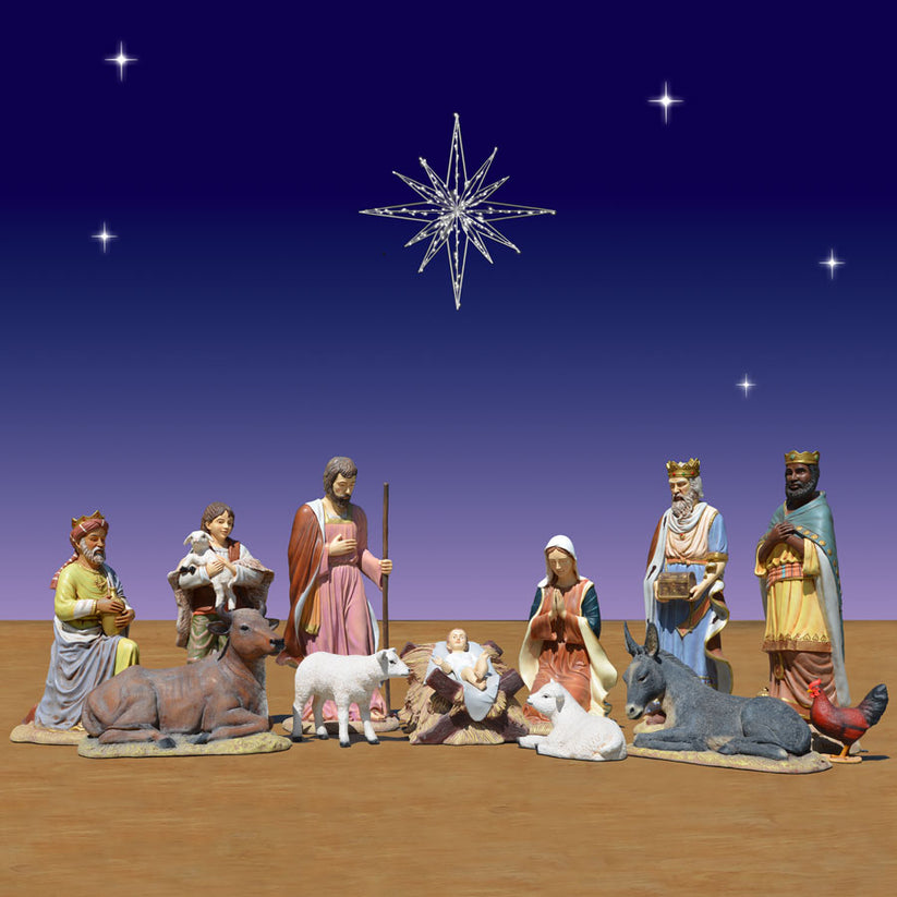Nativity Large File Life Size Nativity Set - 12 Piece Outdoor (Fiberglass 54 in. scale ...