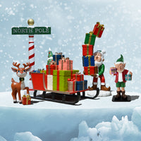 Elf Scene with Sled and Reindeer