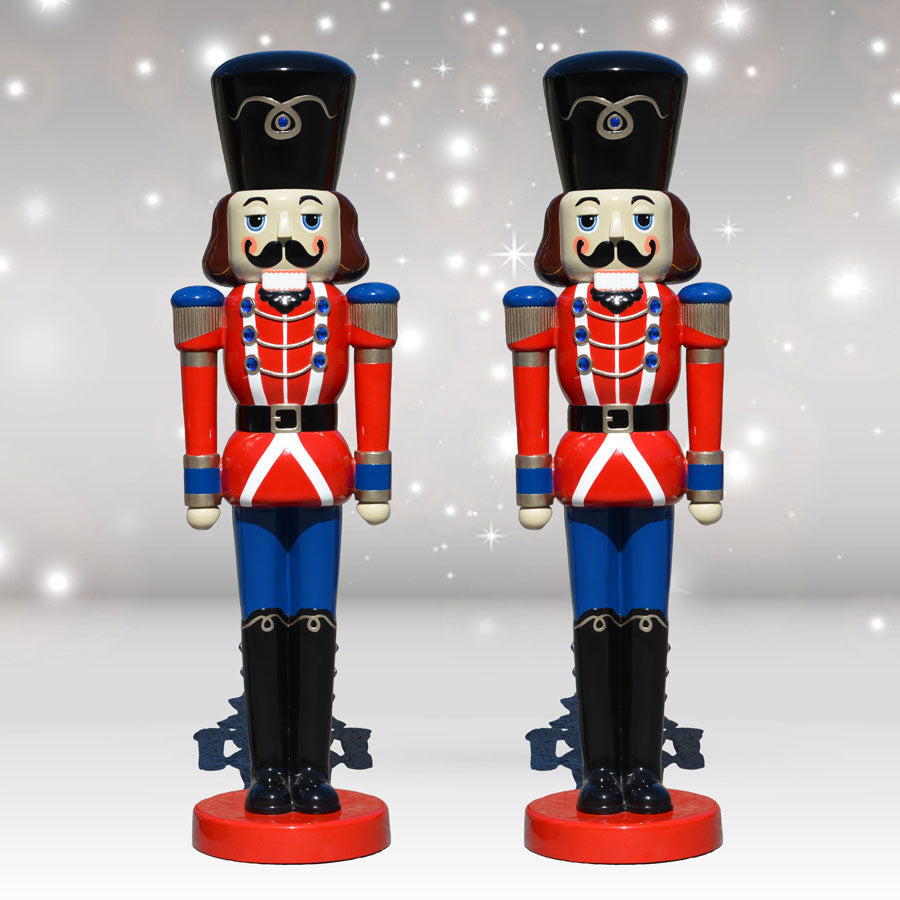 Life Size Pair of Nutcracker Soldiers Red Jacket  6 ft H