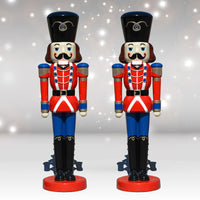 Life Size Pair of Nutcracker Soldiers Red Jacket  6 ft H