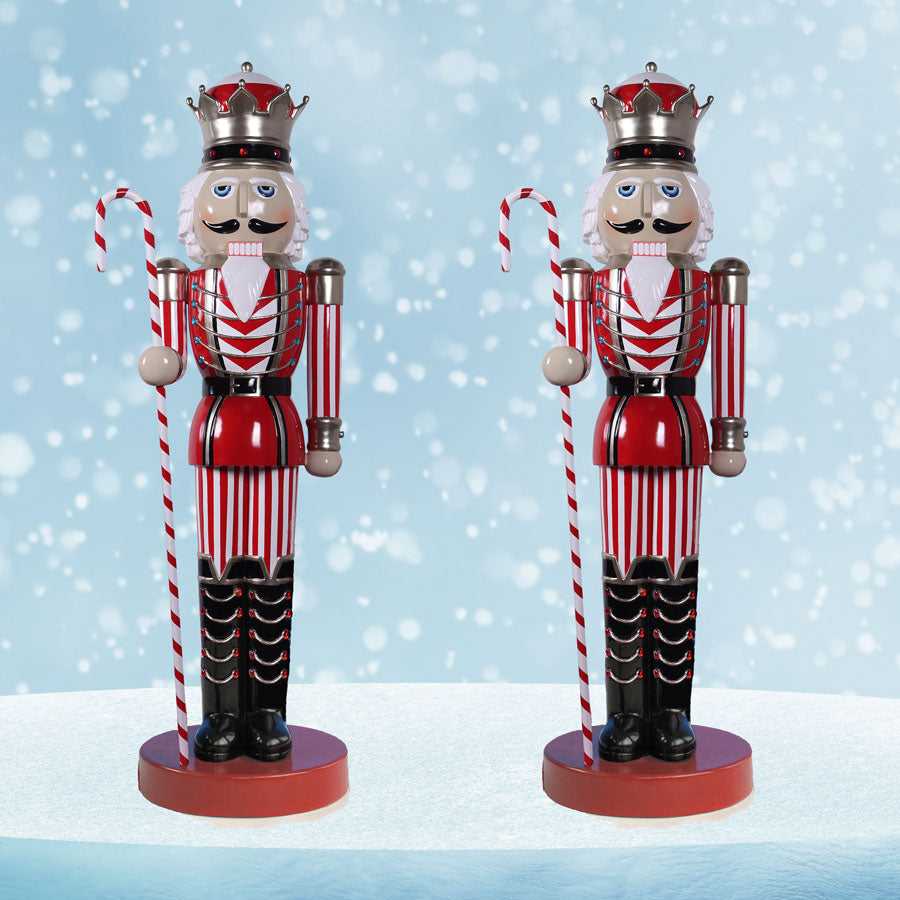 Nutcracker King with Candy Cane Pair 6.5 ft H