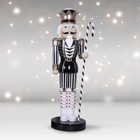 Nutcracker King Candy Cane in left hand  B/W  6.5 ft H