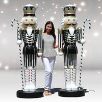 Set of 2 Life-Size 6.5ft Nutcracker Kings with Candy Canes - Black & White