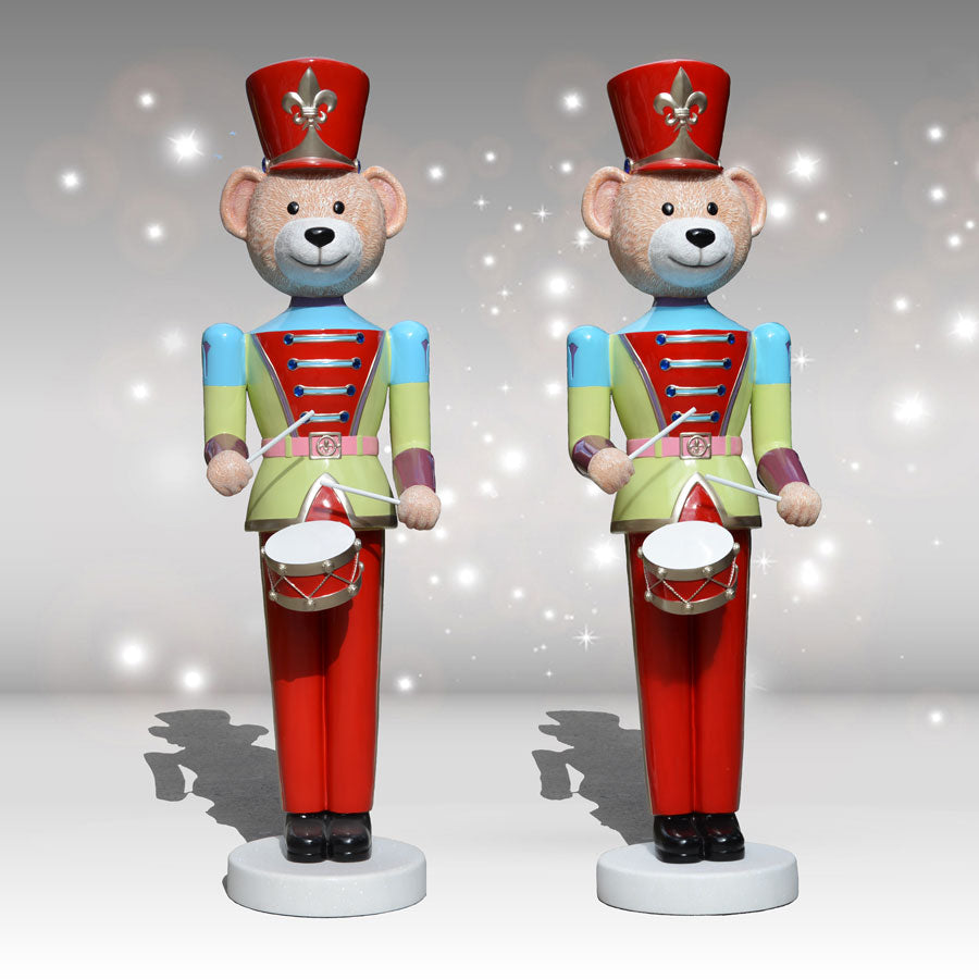 Pair of Drummer Teddy Toy Soldiers  74" H