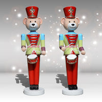 Pair of Drummer Teddy Toy Soldiers  74" H