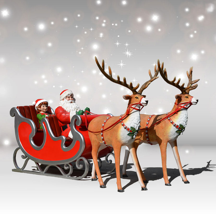 Giant Santa, Sleigh, Two Reindeer &amp; Elf - 175inches long