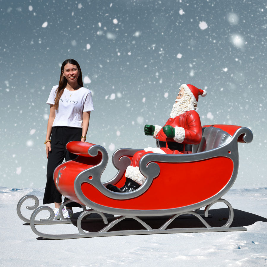 Giant Santa with Deluxe 2-Seater Sleigh - 81 inches long