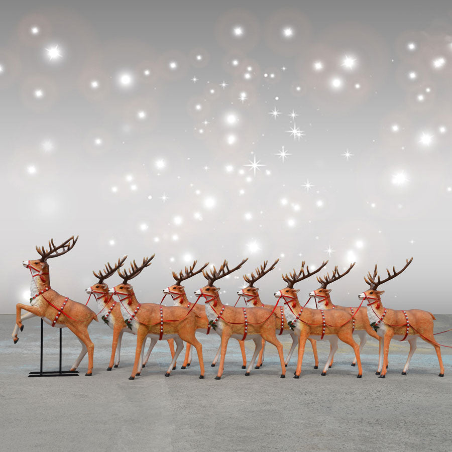 Deluxe Lifelike Outdoor 9 Reindeer Set - 66.5 ins high