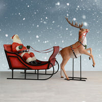 Two-seater Santa Sleigh &amp; Reindeer - 120in. wide