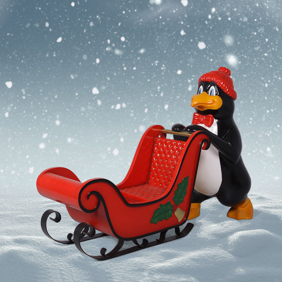 Christmas Penguin with Sleigh 39 ins high