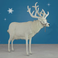 Life Size Plush Reindeer with Halter 60 inch H White