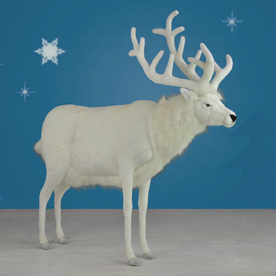 Life Size Plush Reindeer 60in. H White