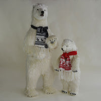 Life Size Polar Bear 58"H and Cub with Scarves 39in.