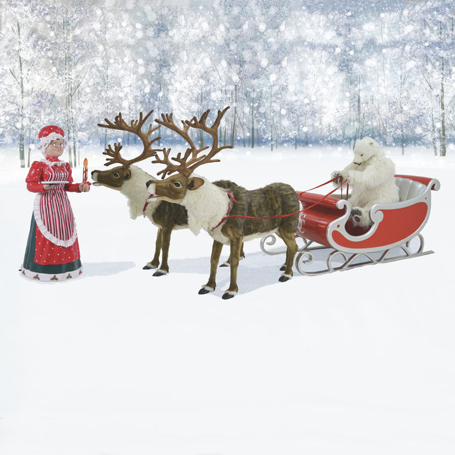 Nordic Reindeer Sleigh Polar Bear &amp; Mrs Santa  160 ins L