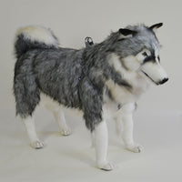 Life Size Plush Gray Husky Dog with Harness 33.5in H from Hansa