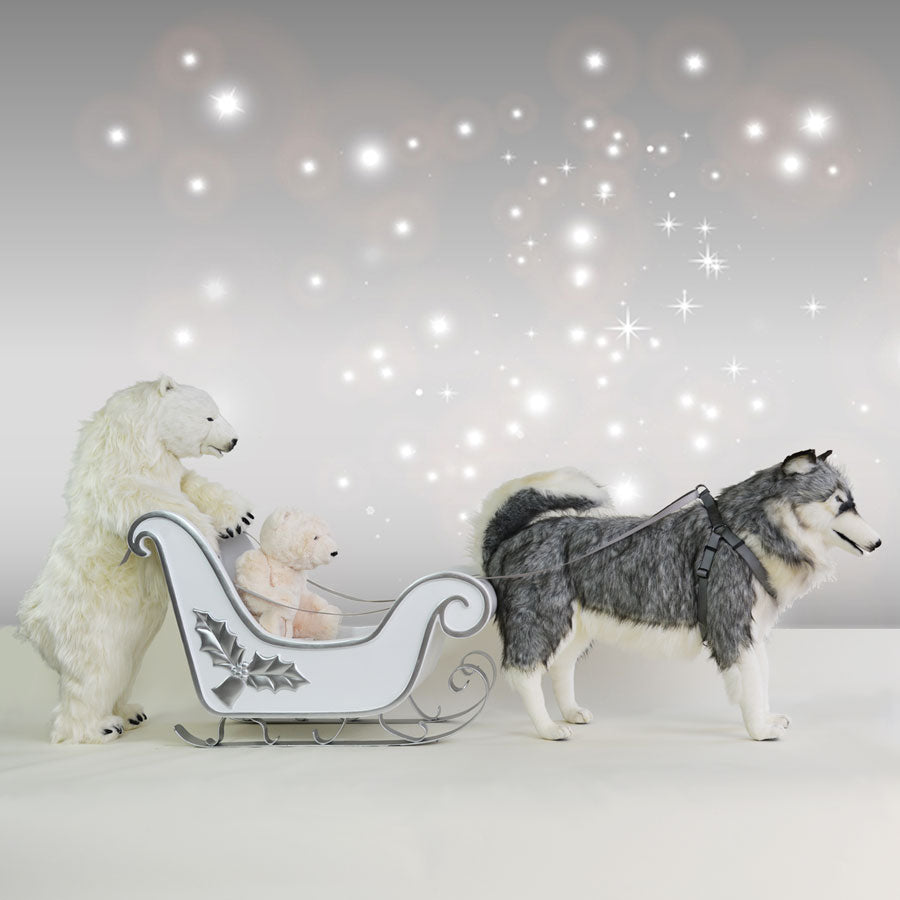 Husky, Sled, Polar Bear Cub and Teddy Display  104 ins L
