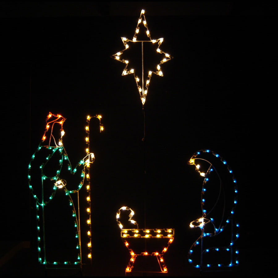 Nativity C7 LED Light Display - 6 ft Holy Family and Star