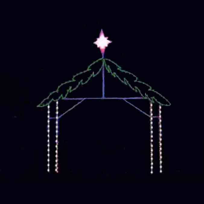 Nativity C7 LED Light Display - 16 ft Stable with Star
