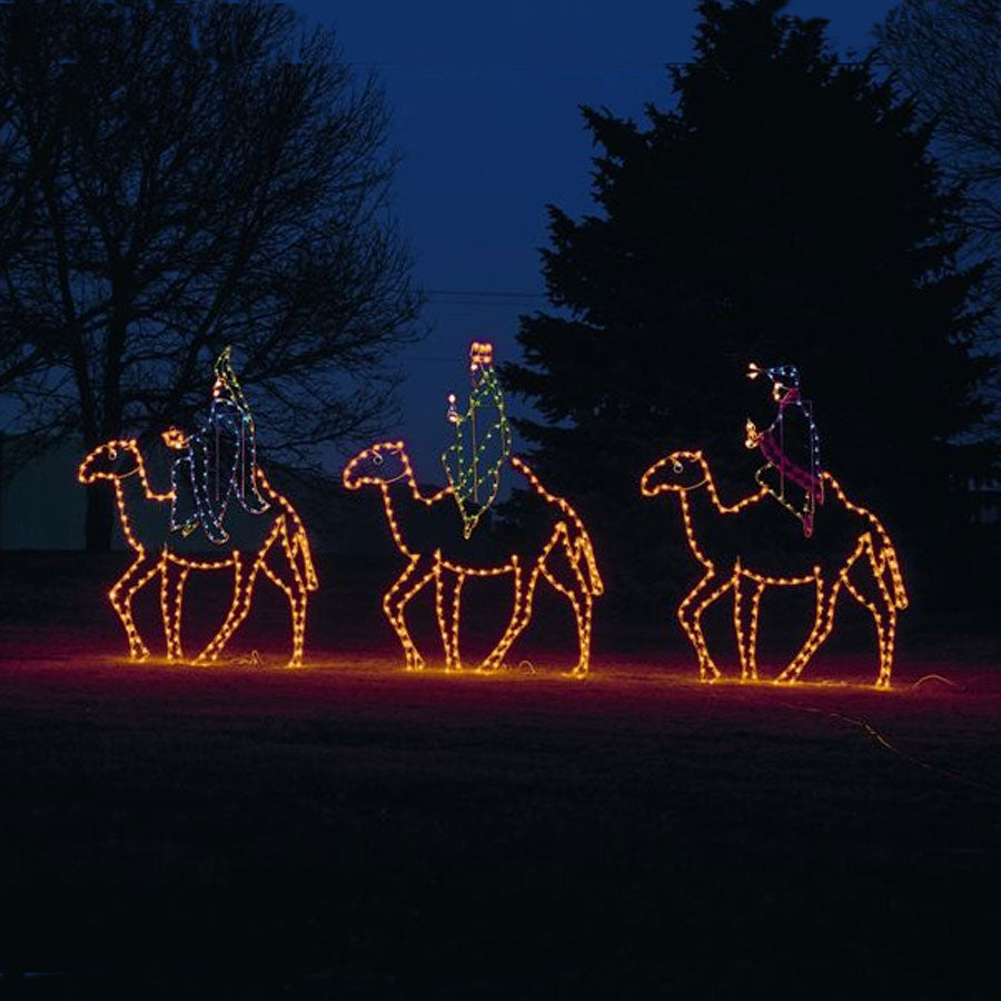 Nativity C7 LED Light Display - 10 ft Three Kings on Camels