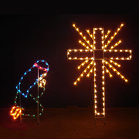 Nativity C7 LED Light Display - Shepherd Boy and Cross 6 ft.