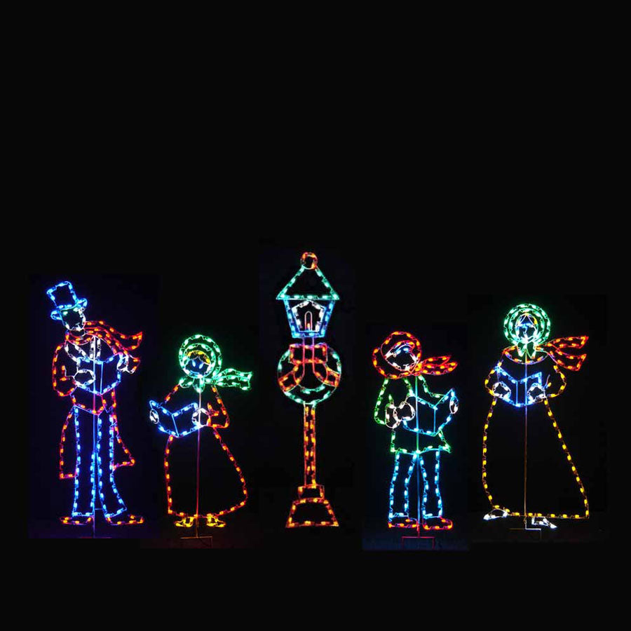 Victorian Caroling Family C7 LED Light Display 16 ft W