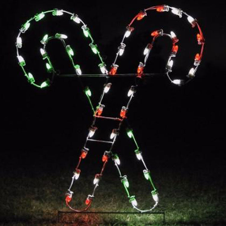 Crossed Candy Canes Red/White/Green C7 LED LD 5 ft. H