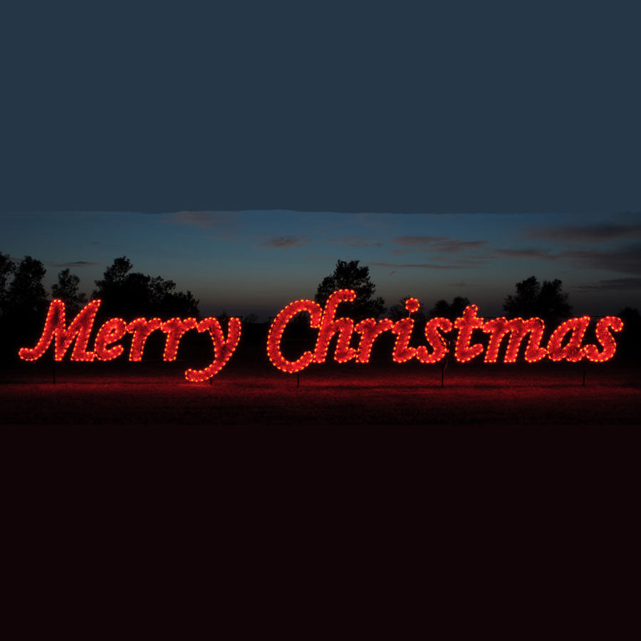 Merry Christmas Commercial Red C7 LED Light and Garland Display 42 ft. W