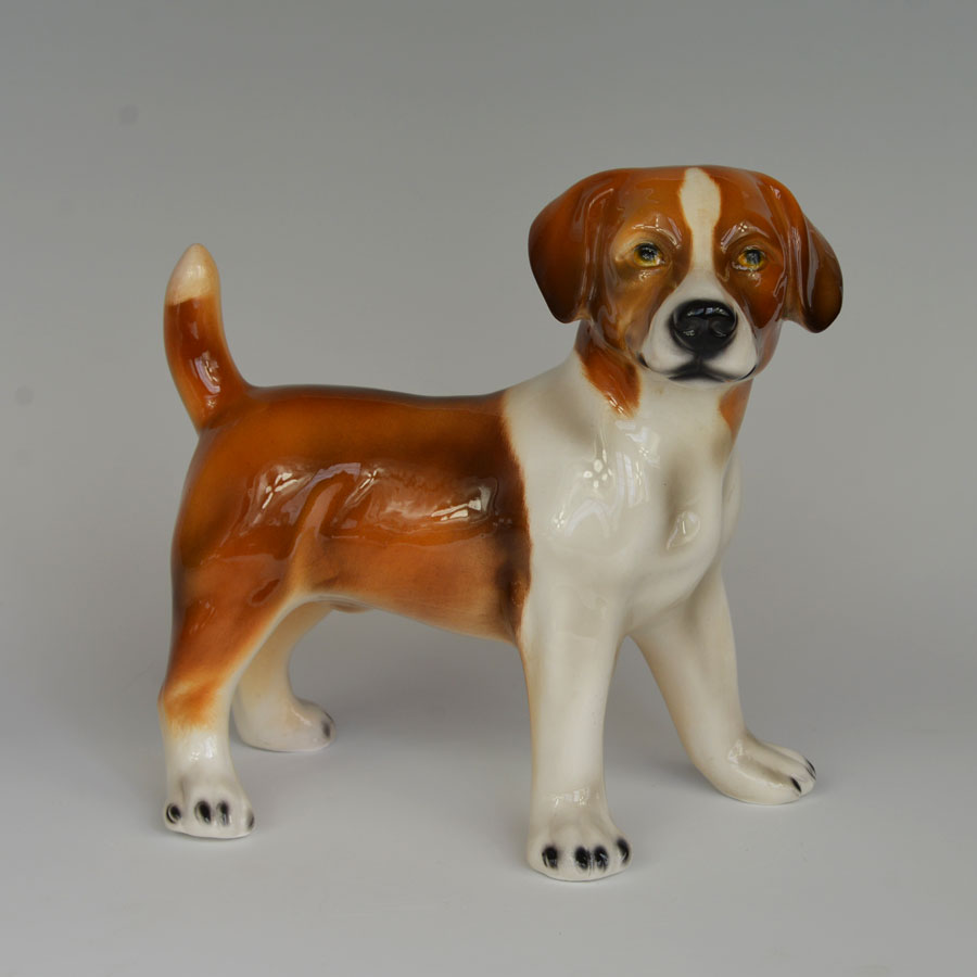 Ceramiche Boxer Italy Jack Russell Terrier Statue - L11in