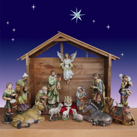 30-Inch 15-Piece Artisan Nativity Set with Stable